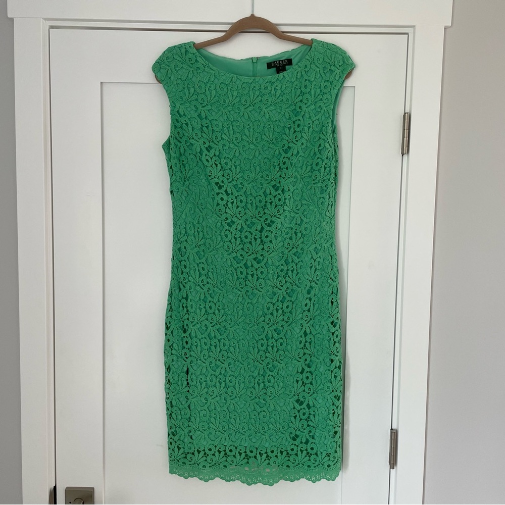Ralph Lauren Green Lace Dress Size 10